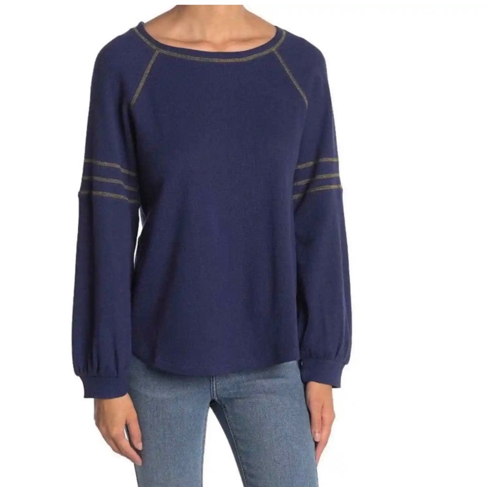 Emelia Waffle Raglan Long Sleeve Pullover